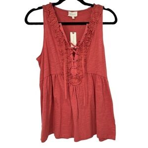 Anthropologie Deletta Pink Rose Lace Up Sleeveless Top‎